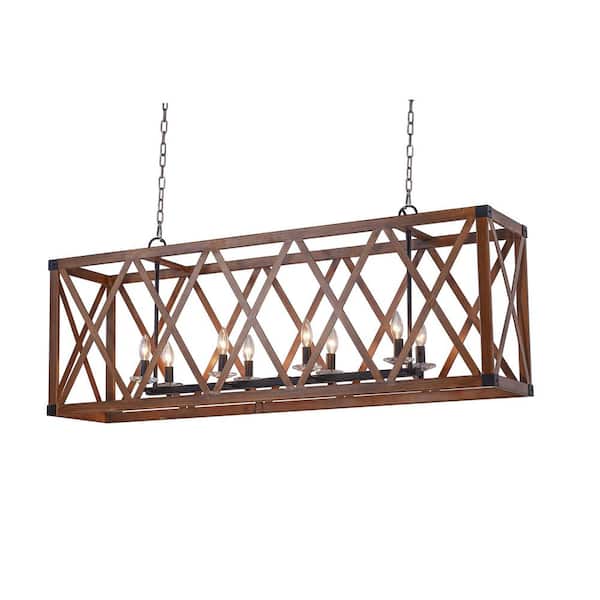CWI Lighting Marini 8 Light Chandelier With Wood Grain Brown Finish