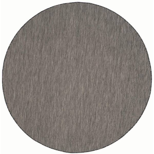 SAFAVIEH Courtyard Black/Beige 5 ft. x 5 ft. Indoor/Outdoor Round Area Rug