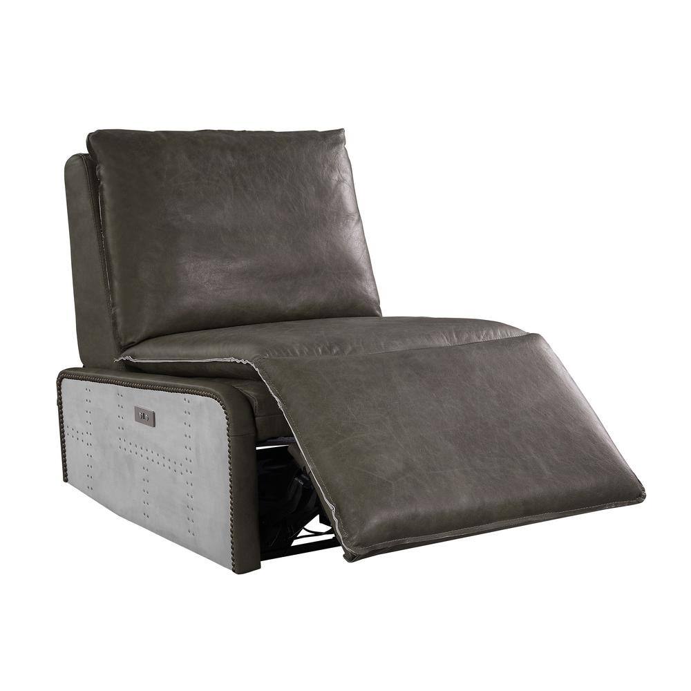 Metier Gray Top Grain Leather & Aluminum Swivel Recliner