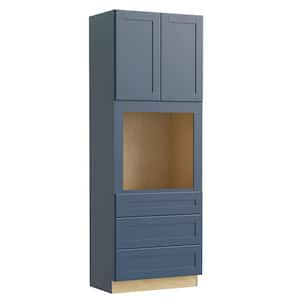 Washington Vessel Blue Plywood Shaker Assembled Single Oven Kitchen Cabinet Soft Close 33 in W x 24 in D x 96 in H