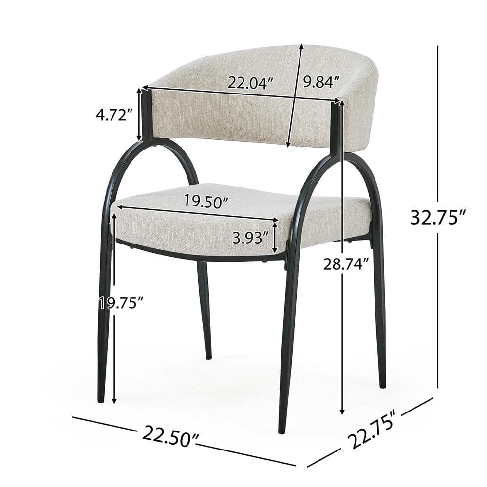 Outdoor Upholstered Dining Chairs with Metal Legs and Beige Cushion Guard (Set of 2) (no test)