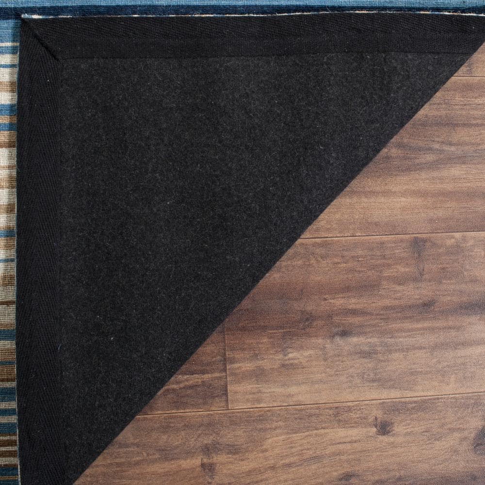 Blue Stripe Handmade Wool 9' x 12' Area Rug