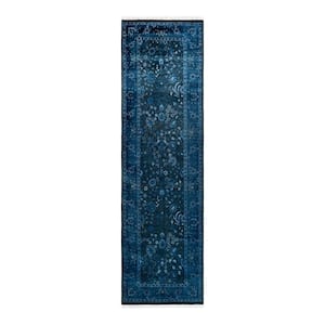 Blue 2 ft. 5 in. x 8 ft. 10 in. Fine Vibrance One-of-a-Kind Hand-Knotted Area Rug