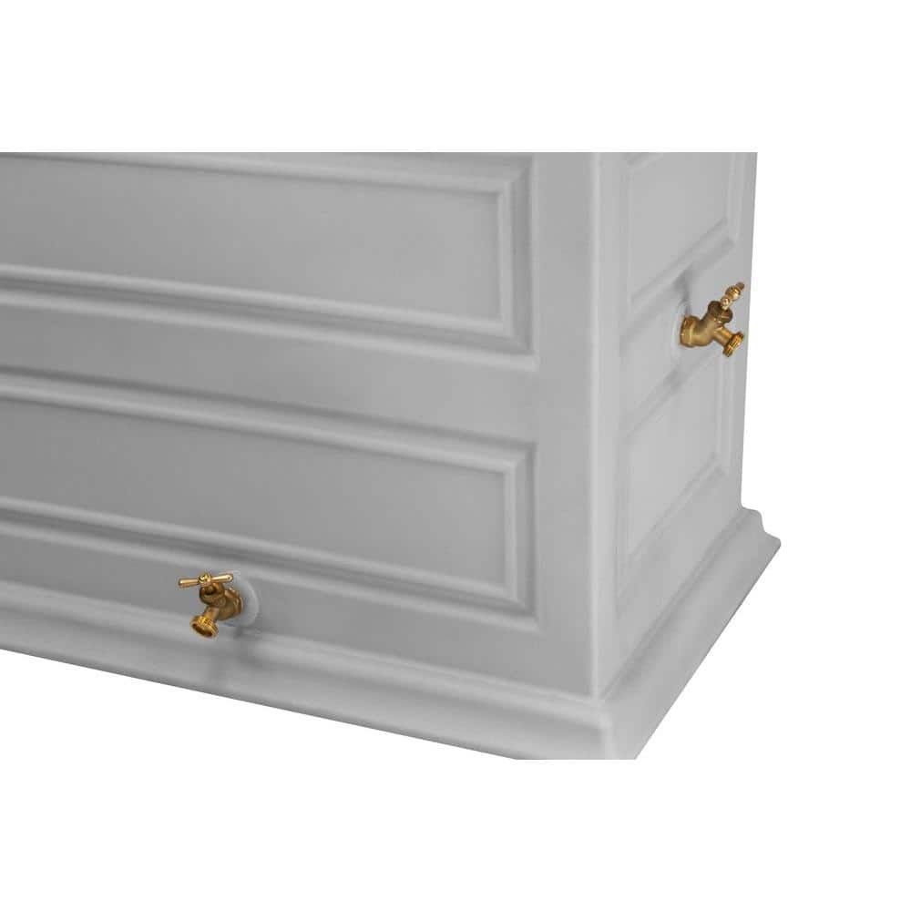Savannah Light Gray Colonial Style 42 Gallon Rain Saver with Planter and Brass Spigots