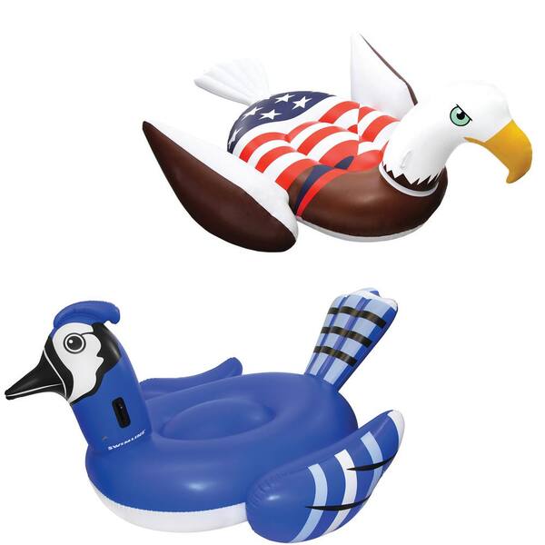 Swimline Red, White and Blue Inflatable Jay Pool Float with Inflatable American Bald Eagle Float