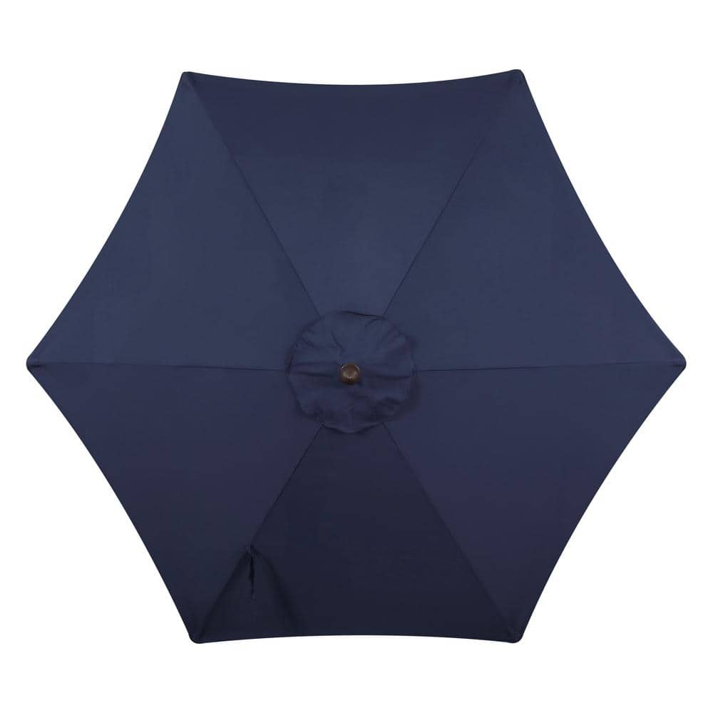 Navy and Cream 9 ft. Cottage Tassel Patio Umbrella