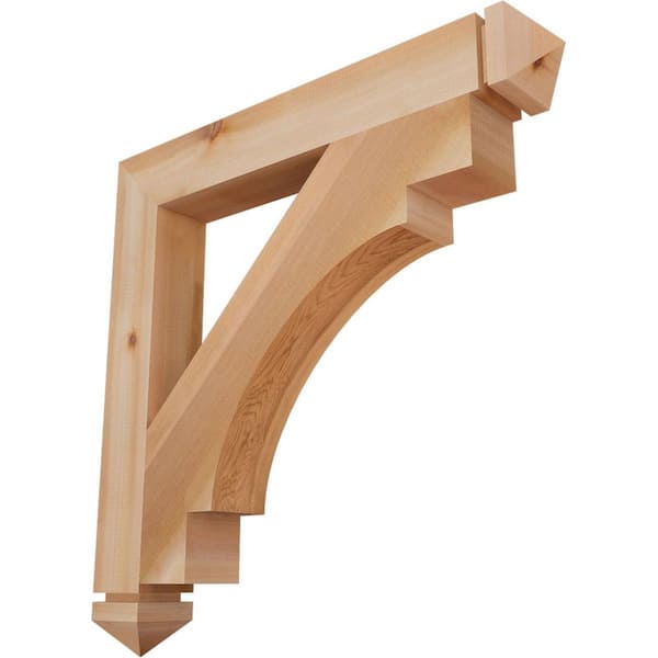 Ekena Millwork 3.5 in. x 30 in. x 30 in. Western Red Cedar Merced Arts and Crafts Smooth Bracket