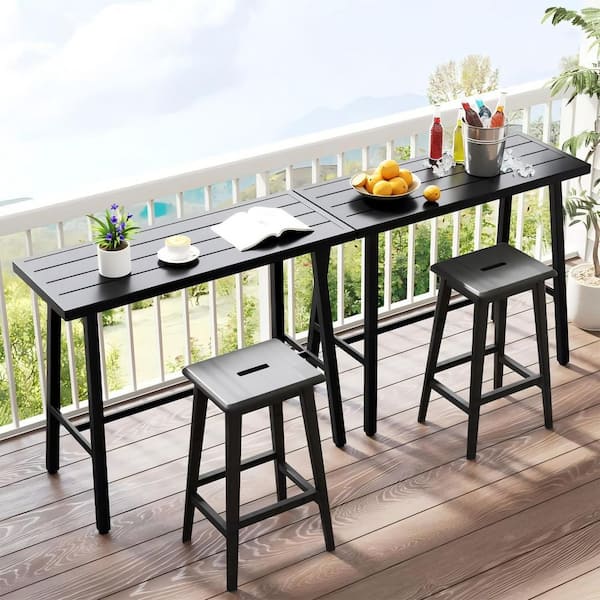 バーテーブル ANGELES HOME Black Metal 46 in. W x 36 in. H Outdoor Bistro Tabel
