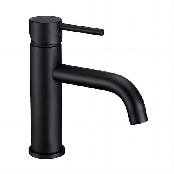 Luxurious Modern Single-Handle Single Hole Bathroom Faucet in Matte Black