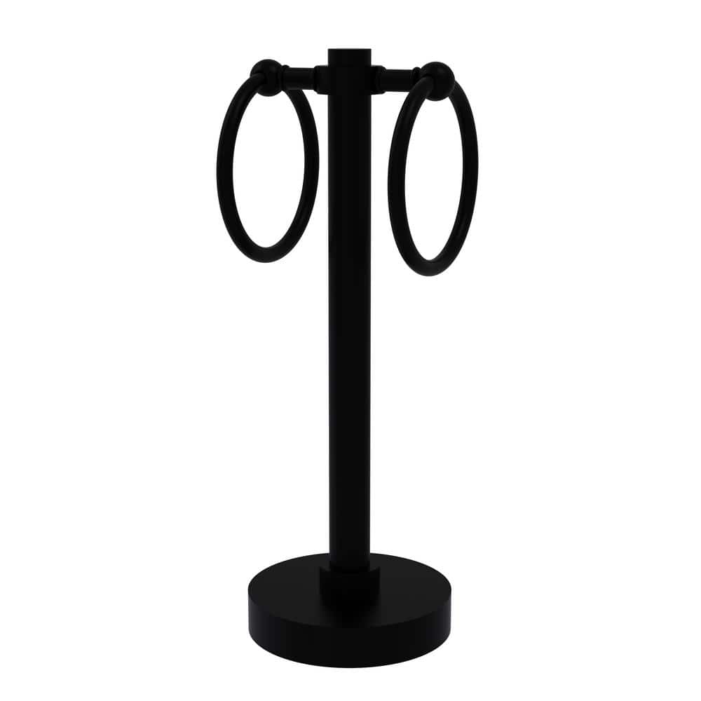 Allied Brass Vanity Top 2Towel Ring Guest Towel Holder in Matte Black