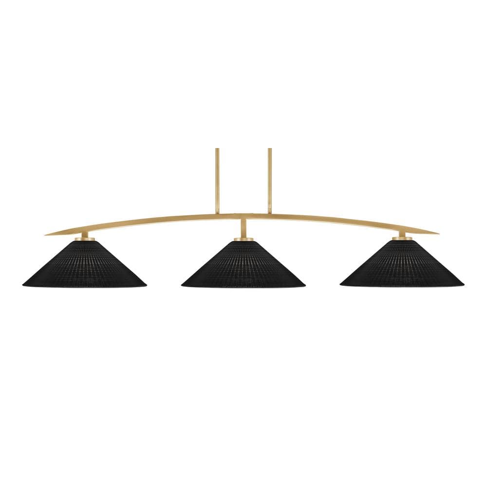 Siena 3-Light New Age Brass Billiard Light with 16 in. Black Matrix Glass S