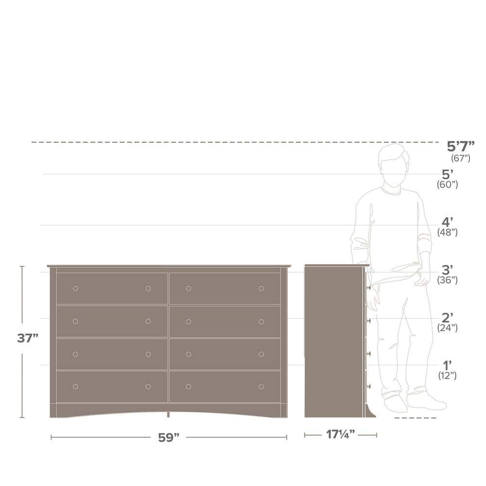 Drifted Gray Double 8-Drawer Coastal Dresser