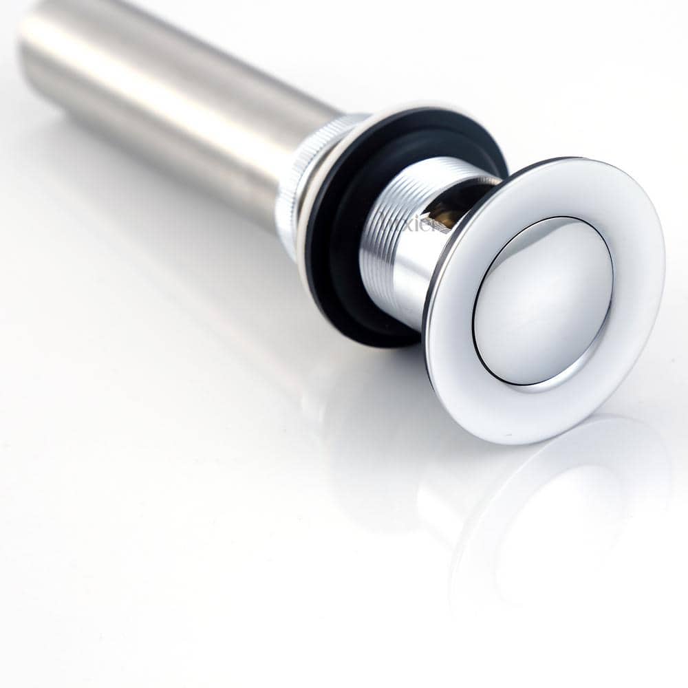 Chrome Bathroom Sink Push Pop-Up Drain Stopper with Overflow