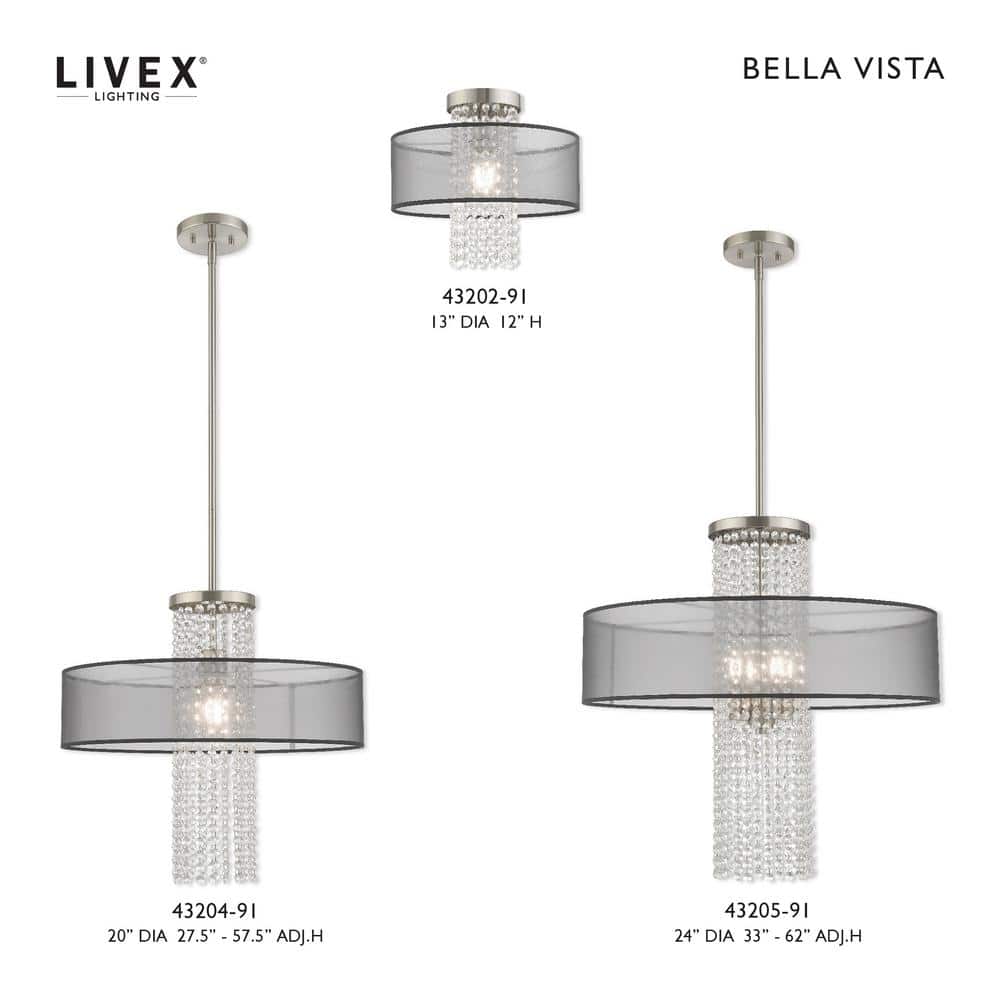 Bella Vista Brushed Nickel 4-Light Crystal Drum Chandelier