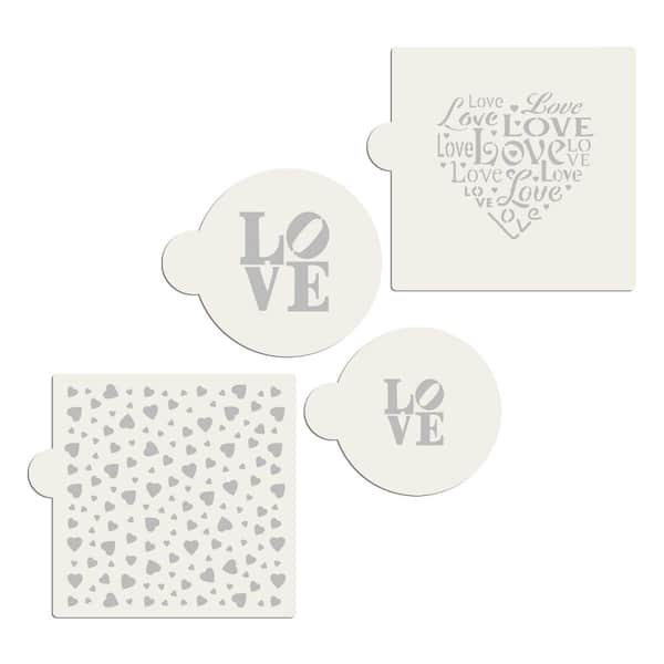 Designer Stencils Love and Scattered Hearts Cookie Stencil Bundle (4 Patterns)