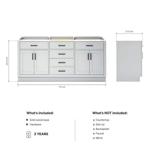 Hepburn 72 in. W x 21.5 in. D x 34.5 in. H Bath Vanity Cabinet without Top in Grey