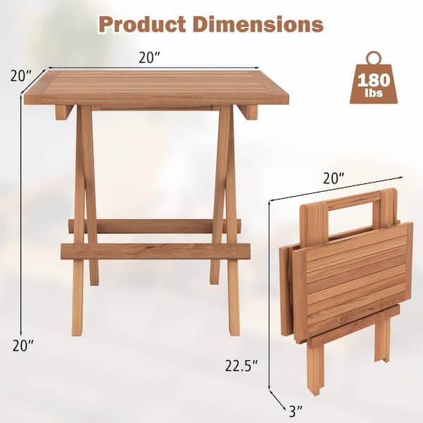 Costway 1-Piece Patio Indonesia Teak Wood Folding Outdoor