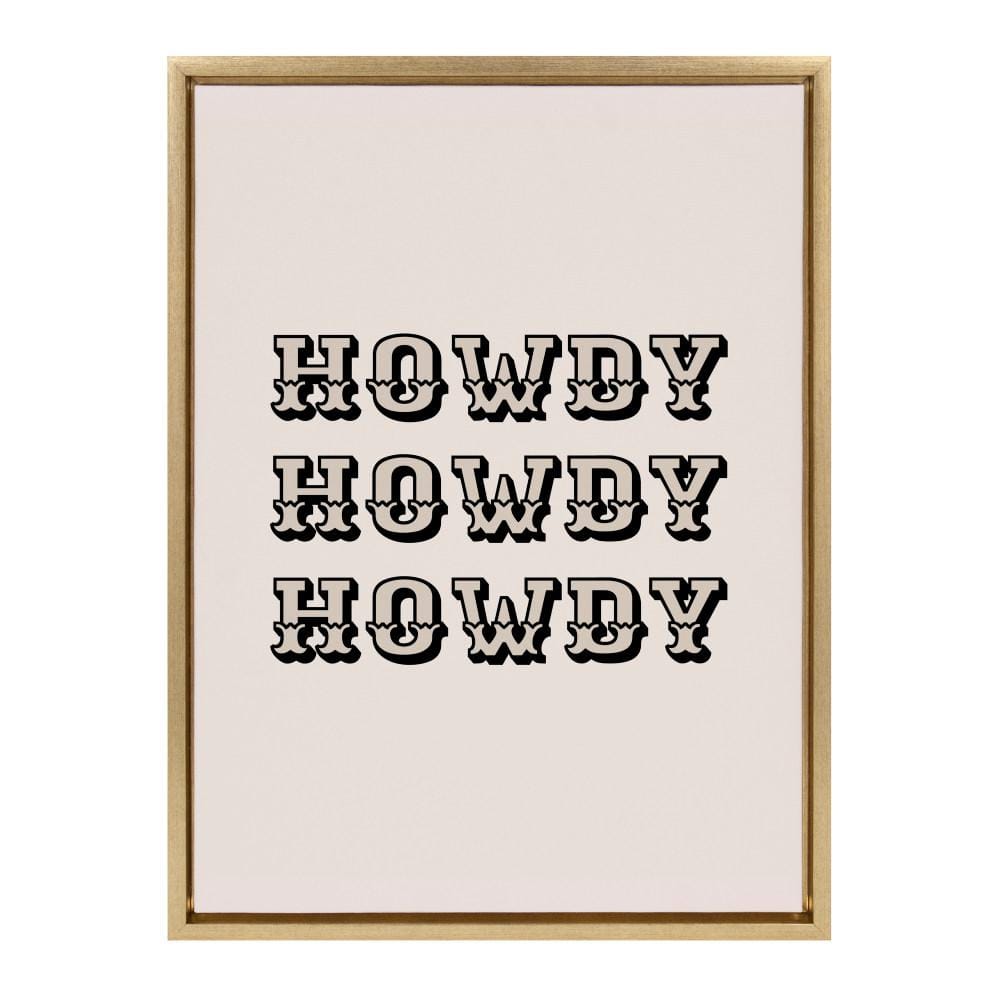 Bright Gold Framed Canvas with Western Howdy Quote, 18x24