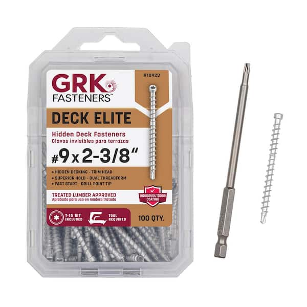 GRK Fasteners #9 x 2-3/8 in. Star Drive Exterior Coated Trim Head Deck Elite Hidden Fastener Deck Screw (100-Pack)