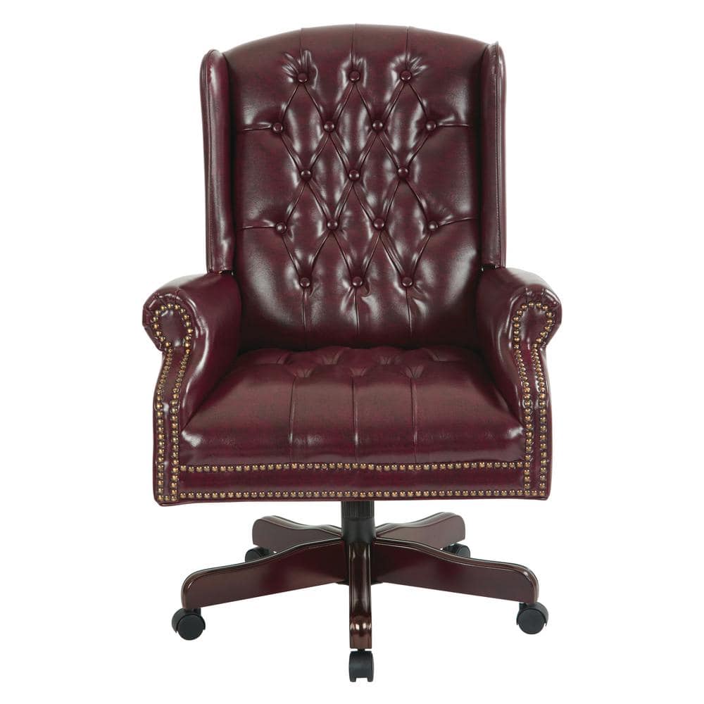 Brown High Back Executive Swivel Chair with Mahogany Base