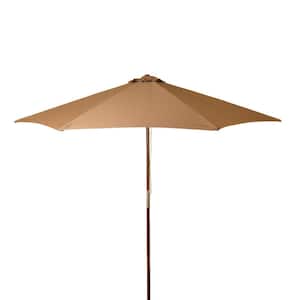 9 ft. Classic Wood Market Patio Umbrella in Chocolate Polyester