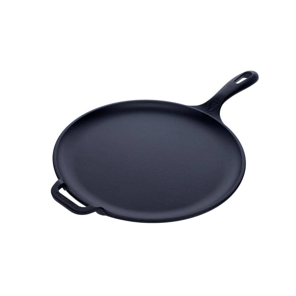 Victoria 12 in. Black Cast Iron Comal Skillet with Long Handle and Helper  Handle, Seasoned GDL-187 The Home Depot
