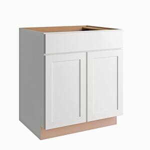 Courtland Shaker Assembled 30 in. x 34.5 in. x 24 in. Stock Base Kitchen Cabinet in Polar White Finish