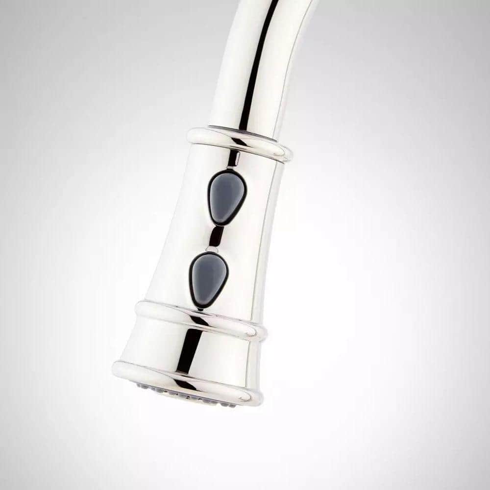 Polished Brass Single-Hole Kitchen Faucet with Pull-out Spray