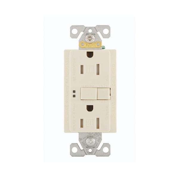 Eaton GFCI Self-Test 15A -125V Tamper Resistant Duplex Receptacle with Standard Size Wallplate, Light Almond