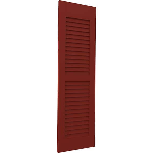 Ekena Millwork 15 in. W x 45 in. H Americraft 2-Equal Louver Exterior Real Wood Shutters Pair in Pepper Red