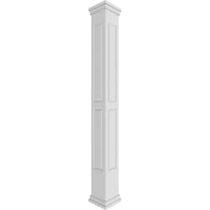 11-5/8 in. x 10 ft. Premium Square Non-Tapered, Double Raised Panel PVC Column Wrap Kit, Prairie Capital and Base