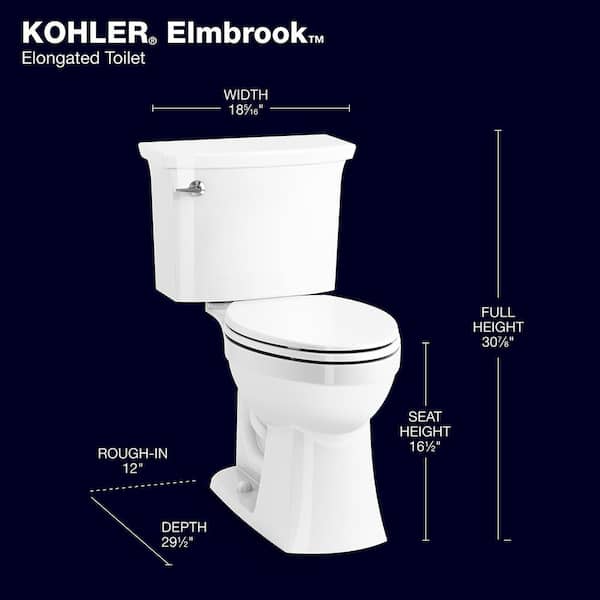 KOHLER Elmbrook Rev 360 Complete Solution 2-Piece 1.28 GPF Single Flush Elongated Toilet in White (Seat Included, 6-Pack) KOHLER Elmbrook Rev 360 Complete Solution 2-Piece 1.28 GPF Single Flush Elongated Toilet in White (Seat Included, 6-Pack)