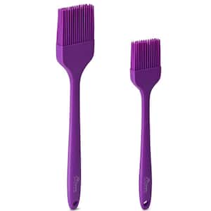 2-Piece Purple Cooking Accessories Silicone Heat Resistant Pastry Basting Brushes
