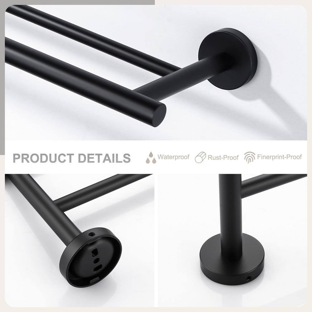 24-Inch Matte Black Stainless Steel Double Towel Bar