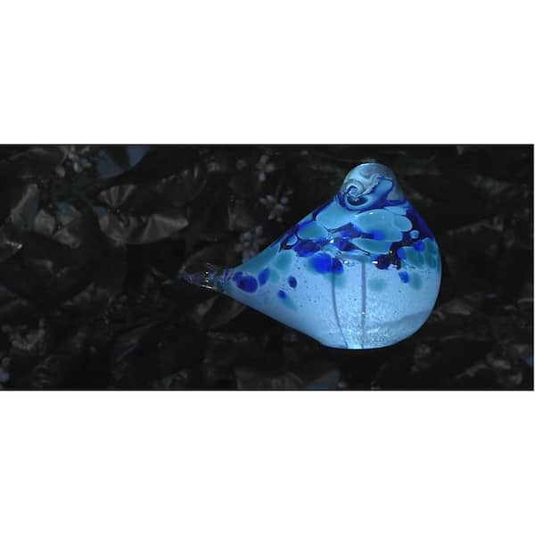 Ultimate Innovations by the DePalmas Solar Glass Bird Garden Stake in Teal