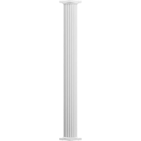 AFCO 8' x 6" Endura-Aluminum Column, Round Shaft (Post Wrap Installation), Non-Tapered, Fluted, Primed