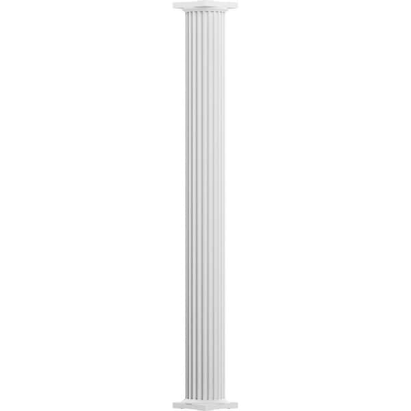 AFCO 9' x 7-5/8" Endura-Aluminum Column, Round Shaft (Post Wrap Installation), Non-Tapered, Fluted, Primed, Ready For Paint