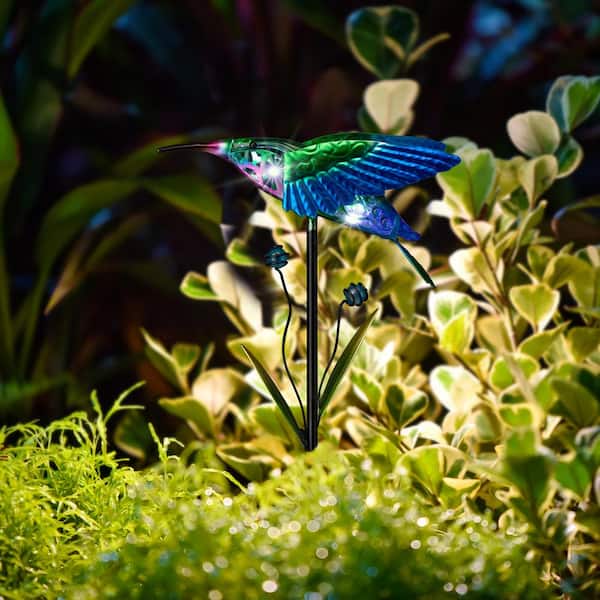 Glitzhome 36 in. H Garden Stake Solar Hummingbird Yard Stake