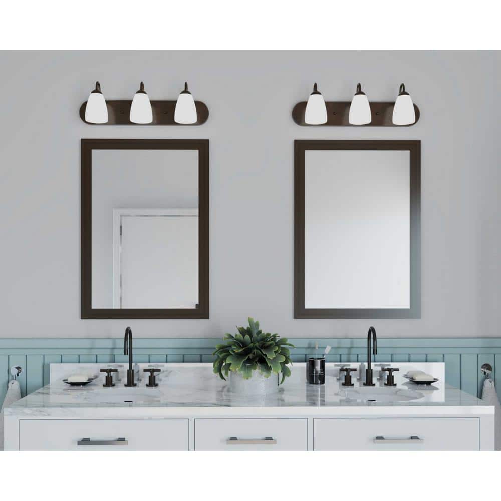 Bronze Elegance 3-Light Dimmable Vanity Sconce with Etched Glass Shades