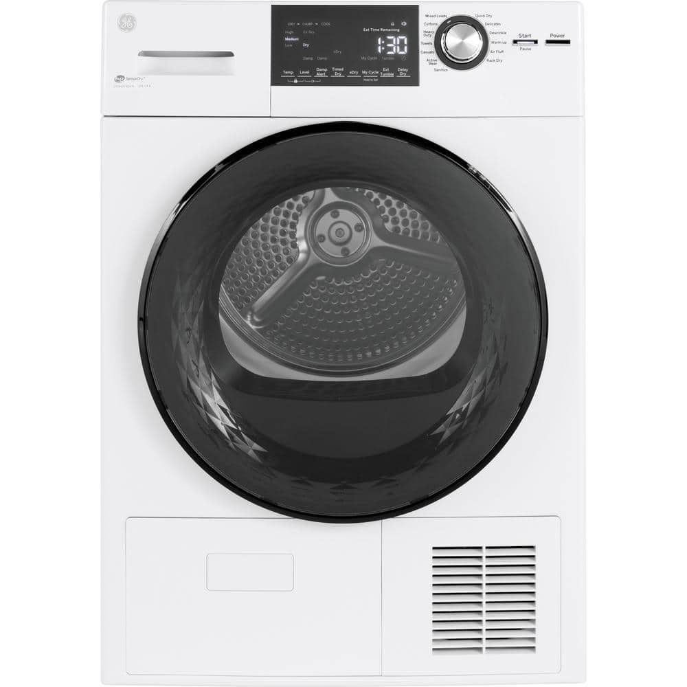 White 4.1 cu. ft. Stackable Electric Dryer with Stainless Steel Drum