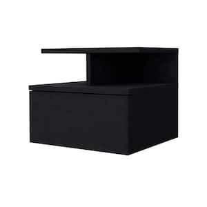 14.02 in. W x 13.23 in. D x 11.61 in. H Bathroom Storage Wall Cabinet in Black with 2-Tier Shelf and 1-Drawer