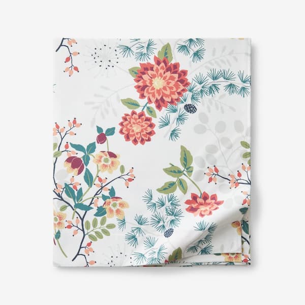 Company Cotton Vintage Blooms Velvet White Multi Flannel King/California King Flat Sheet