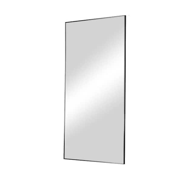 Unbranded 16 in. W x 43 in. H Rectangular Aluminum Framed Wall Mount or Floor Standing Modern Bathroom Vanity Mirror Black