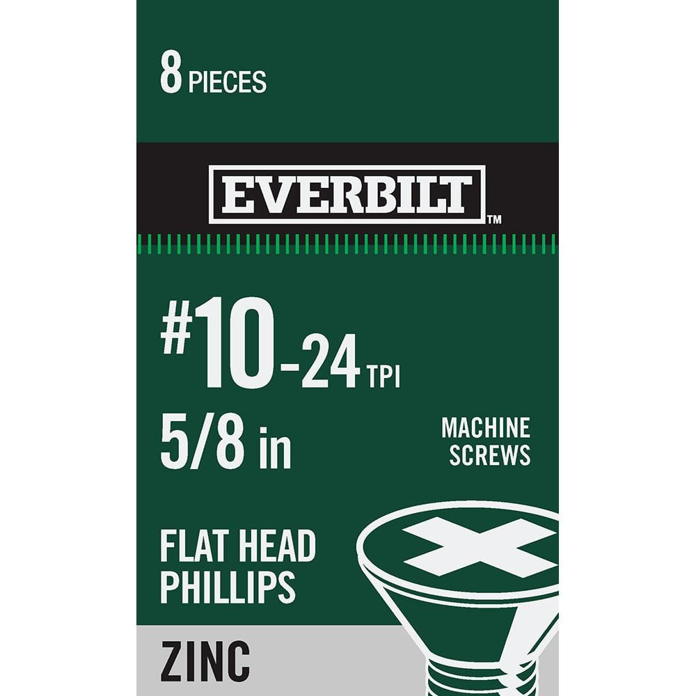 Everbilt #10-24 X 5/8 In. Zinc Plated Phillips Flat Head Machine Screw ...