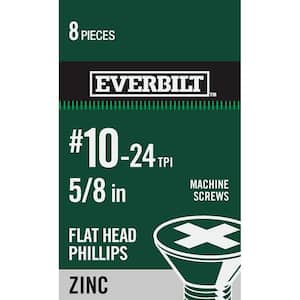#10-24 x 5/8 in. Zinc Plated Phillips Flat Head Machine Screw (8-Pack)