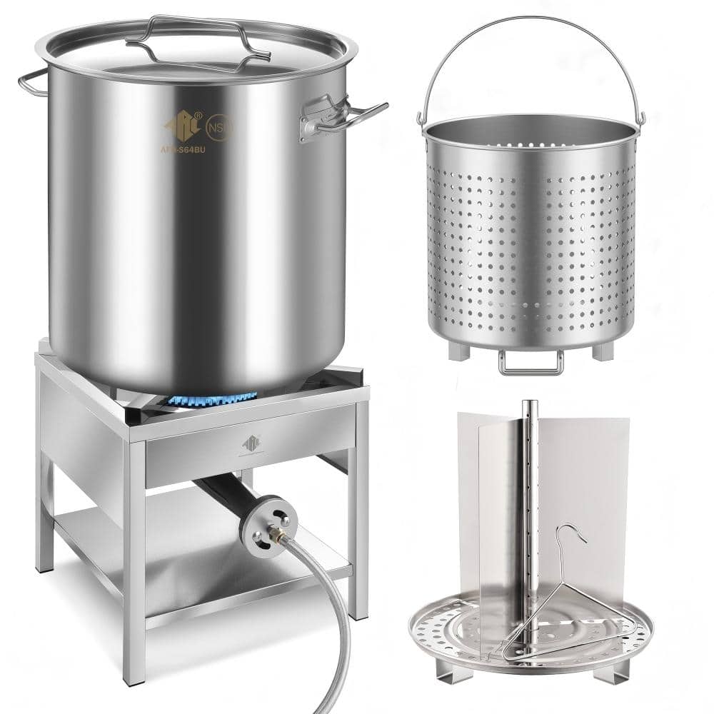 64QT Stainless Steel Crawfish Boiler Kit, 200,000BTU Propane Burner And Basket, Steamer Rack&Tube, Lifting Hook, Divider price history on PriceWatchPro