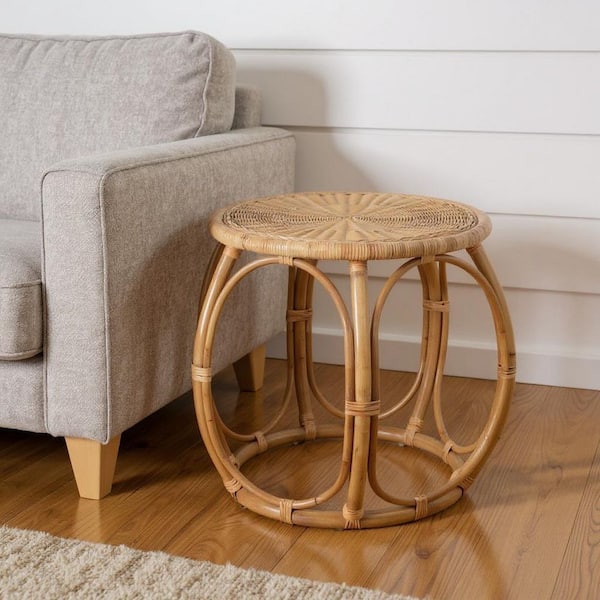 28 in. Natural Round Wood End Table