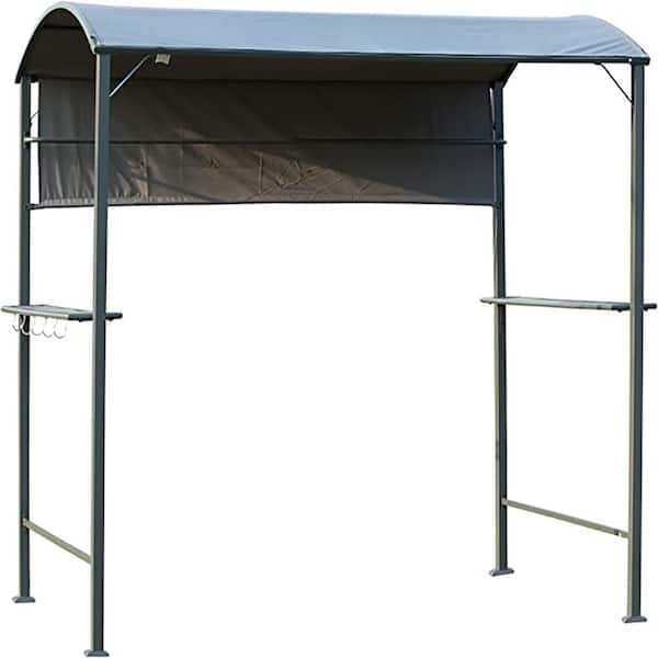 7 ft. x 4.5 ft. Gray Outdoor Patio Grill Gazebo BBQ Gazebo Canopy