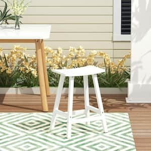 Franklin White 24 in. Poly HDPE Fade Resistant Outdoor Patio Saddle Seat Counter Height Bar Stool