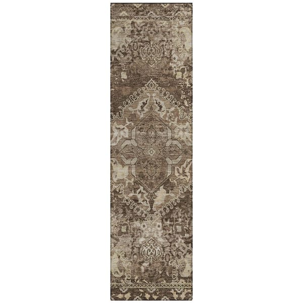 Chantille Machine Washable Indoor/Outdoor Abstract ACN3169 Chocolate 2 ft. x 7 ft. Runner Rug